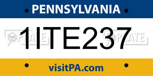 1ITE237 Pennsylvania License Plate