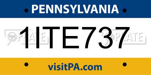 1ITE737 Pennsylvania License Plate