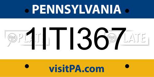 1ITI367 Pennsylvania License Plate