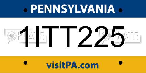 1ITT225 Pennsylvania License Plate