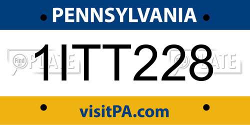 1ITT228 Pennsylvania License Plate