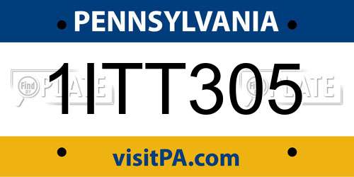 1ITT305 Pennsylvania License Plate