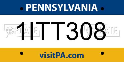 1ITT308 Pennsylvania License Plate