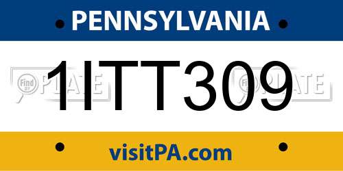 1ITT309 Pennsylvania License Plate