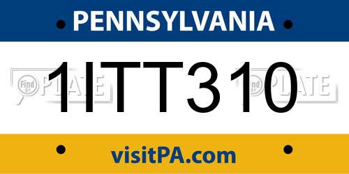 1ITT310 Pennsylvania License Plate