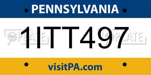 1ITT497 Pennsylvania License Plate