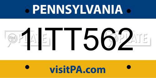 1ITT562 Pennsylvania License Plate