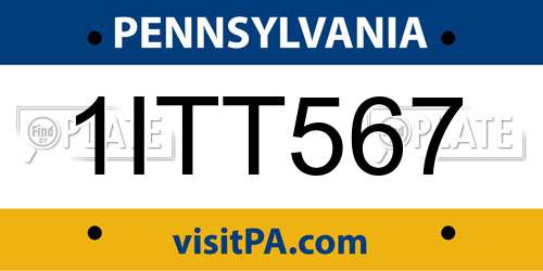 1ITT567 Pennsylvania License Plate