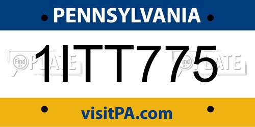 1ITT775 Pennsylvania License Plate