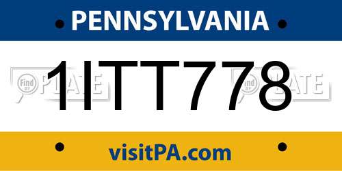 1ITT778 Pennsylvania License Plate