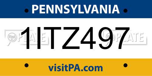 1ITZ497 Pennsylvania License Plate