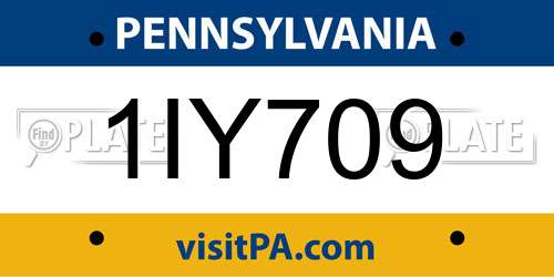 1IY709 Pennsylvania License Plate