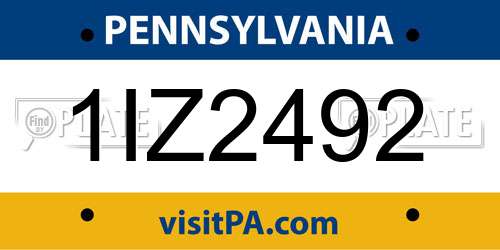 1IZ2492 Pennsylvania License Plate