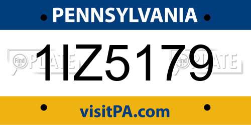 1IZ5179 Pennsylvania License Plate
