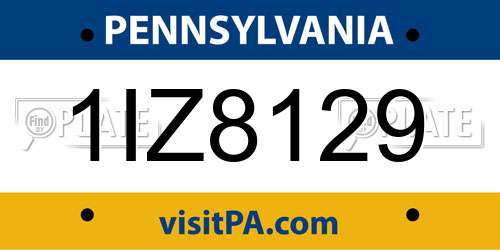 1IZ8129 Pennsylvania License Plate