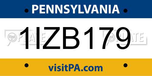1IZB179 Pennsylvania License Plate