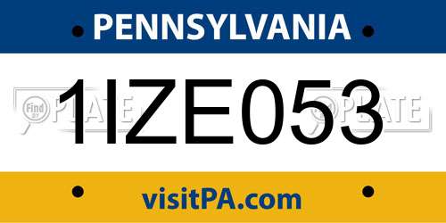 1IZE053 Pennsylvania License Plate