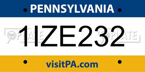1IZE232 Pennsylvania License Plate
