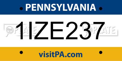 1IZE237 Pennsylvania License Plate