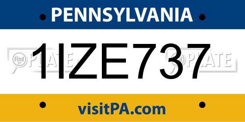 1IZE737 Pennsylvania License Plate