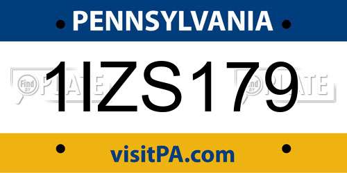 1IZS179 Pennsylvania License Plate