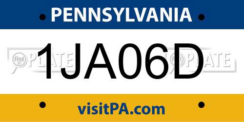 1JA06D Pennsylvania License Plate
