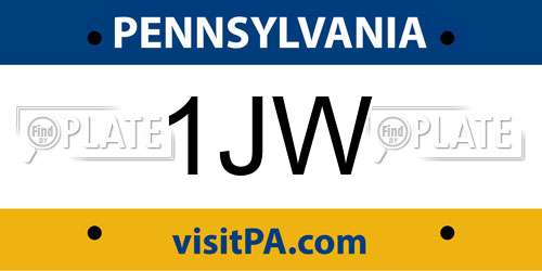 1JW Pennsylvania License Plate