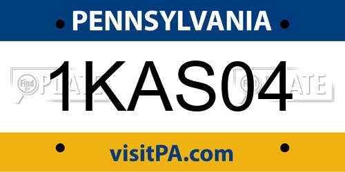 1KAS04 Pennsylvania License Plate