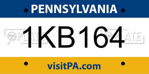 1KB164 Pennsylvania License Plate