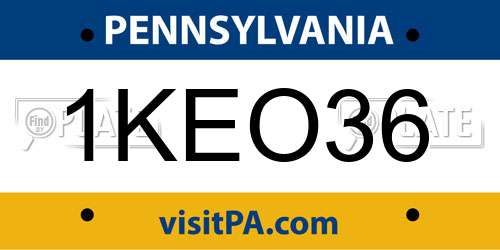 1KEO36 Pennsylvania License Plate