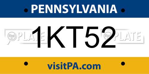 1KT52 Pennsylvania License Plate