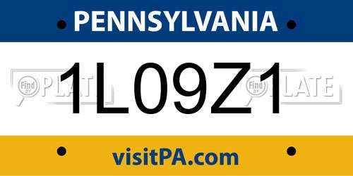 1L09Z1 Pennsylvania License Plate