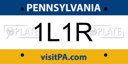 1L1R Pennsylvania License Plate