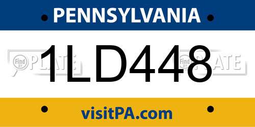 1LD448 Pennsylvania License Plate