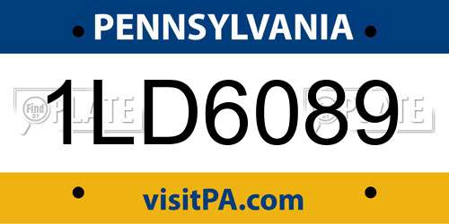 1LD6089 Pennsylvania License Plate
