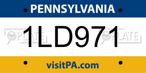 1LD971 Pennsylvania License Plate