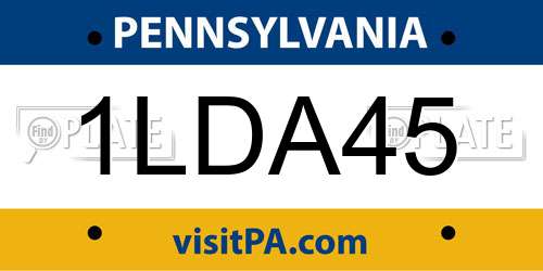 1LDA45 Pennsylvania License Plate