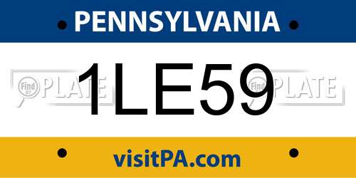 1LE59 Pennsylvania License Plate