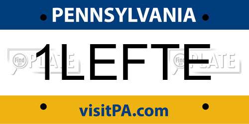 1LEFTE Pennsylvania License Plate