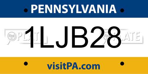 1LJB28 Pennsylvania License Plate