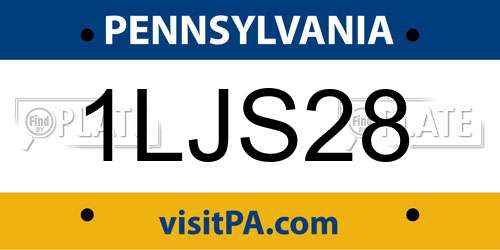 1LJS28 Pennsylvania License Plate