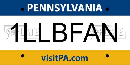 1LLBFAN Pennsylvania License Plate