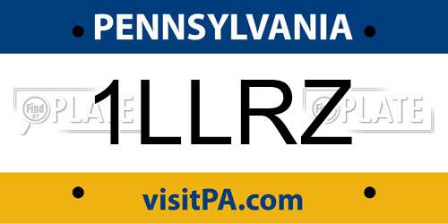1LLRZ Pennsylvania License Plate