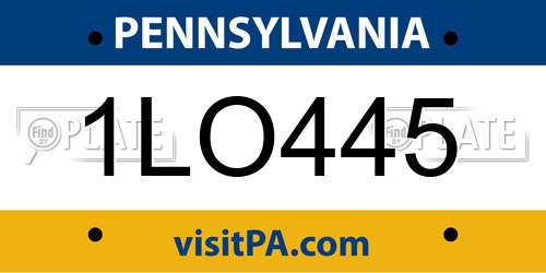 1LO445 Pennsylvania License Plate