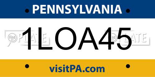 1LOA45 Pennsylvania License Plate