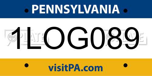 1LOG089 Pennsylvania License Plate