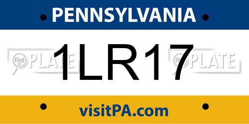 1LR17 Pennsylvania License Plate