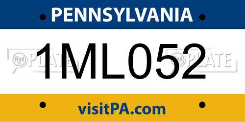 1ML052 Pennsylvania License Plate