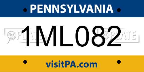 1ML082 Pennsylvania License Plate