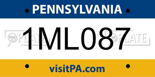 1ML087 Pennsylvania License Plate